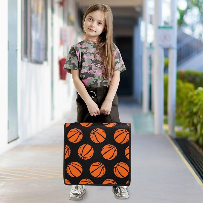 Custom Basketballs Pattern 3 Ring Binder Bag 1.5 inch Personalized Name Binder Organizer 500 Sheet Documents Storage for School Office