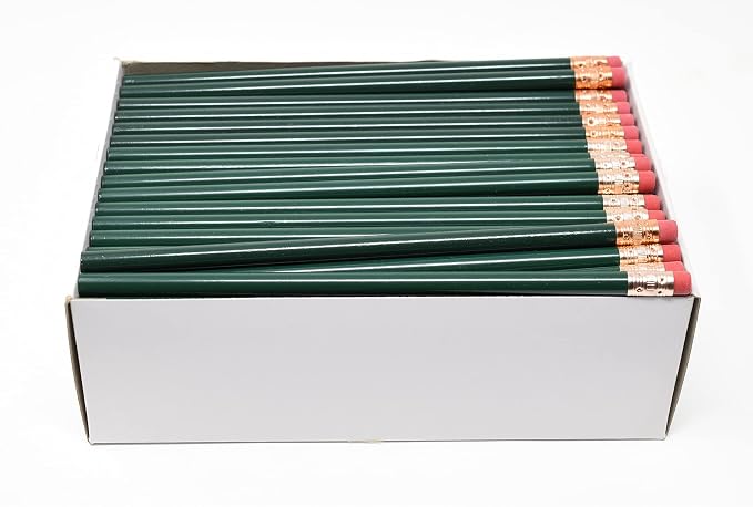 Pencil Guy Blank Round Pencils, Dark Green, 1000 to a box