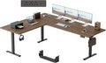 Agilestic 75 x 61 Inch L Shaped Standing Desk with Powerstrip, Dark Walnut | Outlets, Cable Management, Corner Desk, Ample Workspace, Memory Presets, Hooks, Stable Steel Frame,176 lbs, Splice Board