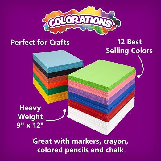 Colorations 9" x 12" Construction Paper Classroom Pack, 2200 Sheets | Mediumweight Construction Paper, Bulk Set, Classroom Arts & Crafts Supplies