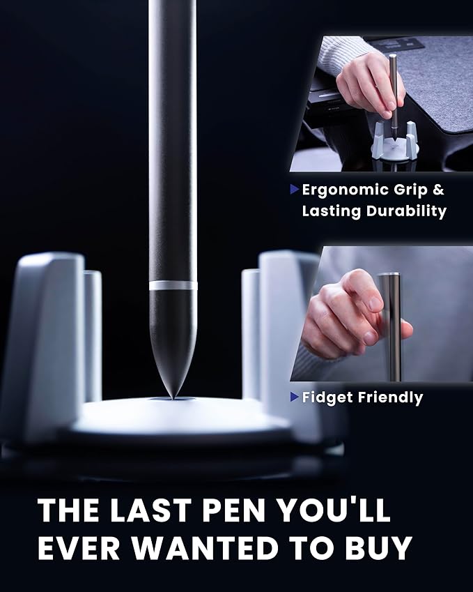 novium Hoverpen - Luxury Pen for Men & Women, Vertically Standing Executive Ballpoint Pen with Top Grade Free-Flowing Ink Refill, Metal Made, Unique Gifts, Luxury Pen for Men, Mens Gifts Ideas