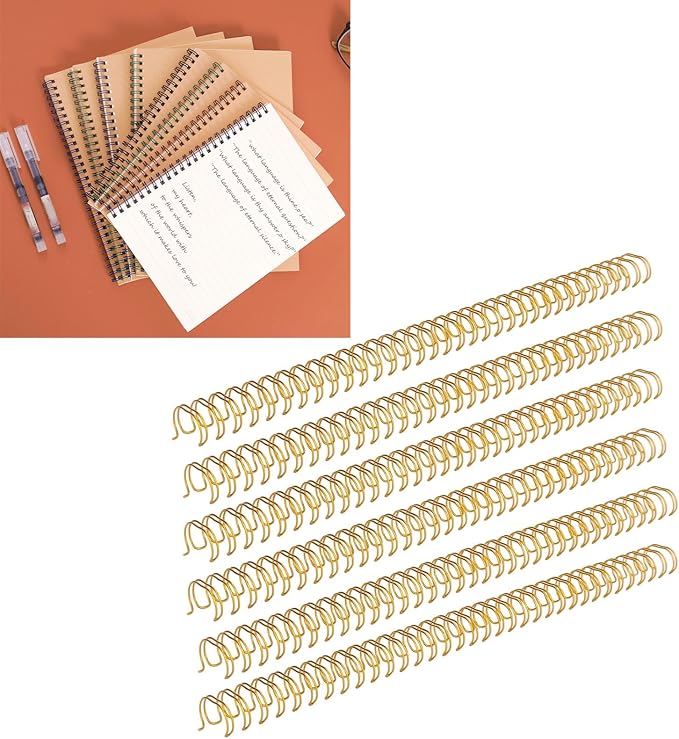 Hilitand 100pcs Plastic Spiral Binding Coils, 3:1 Pitch, 1/2in Diameter 34 Loop Spiral Binding Spines for Office Documents 100 Sheets Capacity (Gold), HILITANDG4G29CKZI0-11