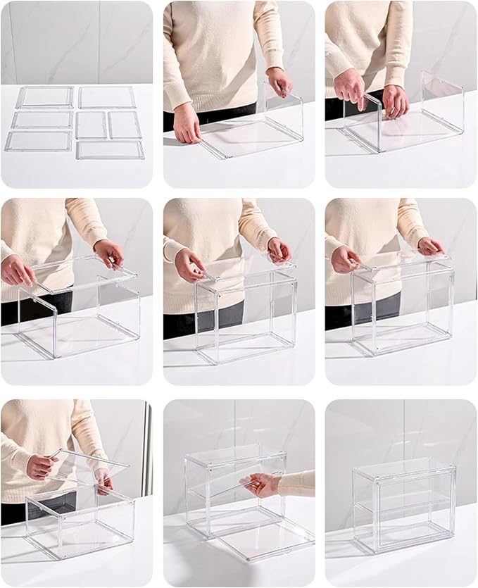 2 Pack Acrylic Display Case, 2/3 Layer Adjustable Figure Display Case, Wall-Mounted Dustproof Showcase for Collectibles Action Figure (2, 3 Tiers)