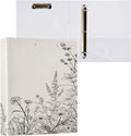 KEEPREAL 3 Ring Binder with Black and White Flowers Design - 1.5 Inch Heavy Duty Three-Ring Binder with 2 Pockets, Round Rings for Office Supplies (Letter Size)