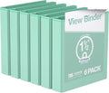 Pack of 6 Premium View Binders, Ring Binders with Clear-View Cover and Interior Pockets, Pastel Color Options, 1.5 Inch, Mint