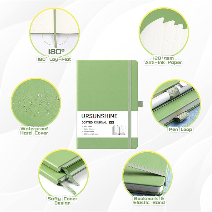 Dotted Journal/Notebook - Dot Grid Hard Cover Notebook, 5.3'' x 8.26''