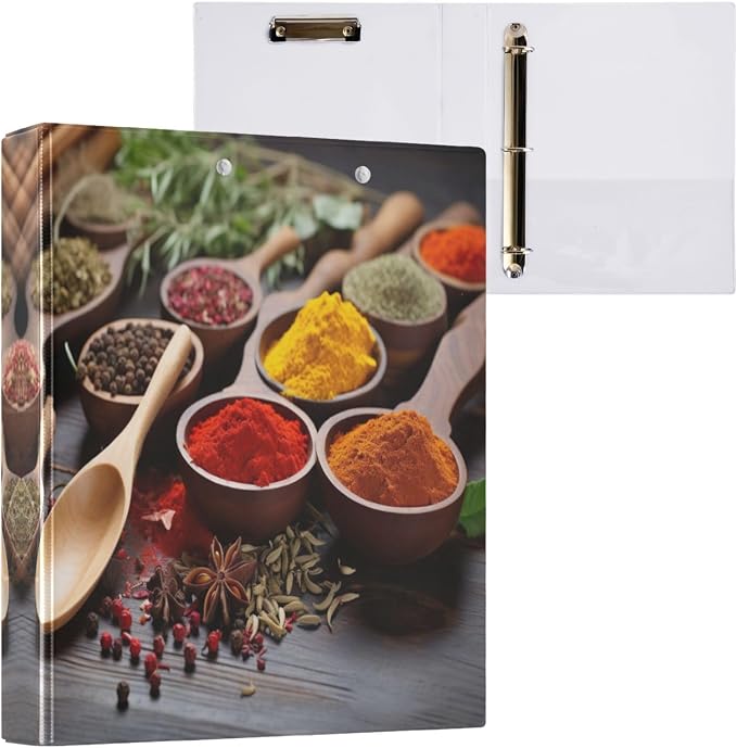 Joko Ivery Spoons Spices Herbs 3 Ring Binder 1.5 Inch Binders 3 Ring with Clipboard & 3 Pockets Three Ring Binder Organizer Letter Size for Recipes Paper Work Office Supplies Gifts 1 Pack