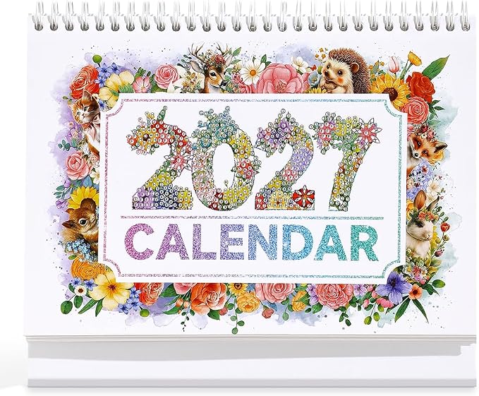 icceemee 2027 Calendar Desk Calendar DIY Diamond Painting Art with Animals theme Calendar, Monthly Flip Planner with To-Do List, Handmade Craft for Office & Home Decor Gift
