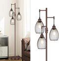 Torondo Dimmable Farmhouse Industrial Floor Lamp, Matte Brown Tree Standing Tall Lamps with 3 Elegant Teardrop Cage Head & 800 Lumens LED Edison Bulbs for Living Room Bedroom Office Dining Room