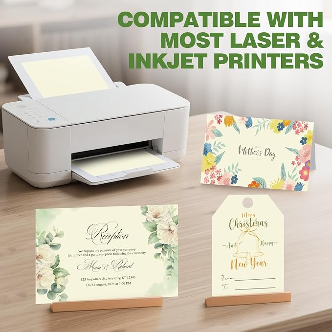 TUXIYA 500 Sheets Cream Cardstock Paper,8.5" X 11" Card Stock 180 GSM/65 LB | Cardstock Printer Paper Construction Paper Cream Card Stock for Art, Invitations, DIY Cards, Watercolor & Craft Projects