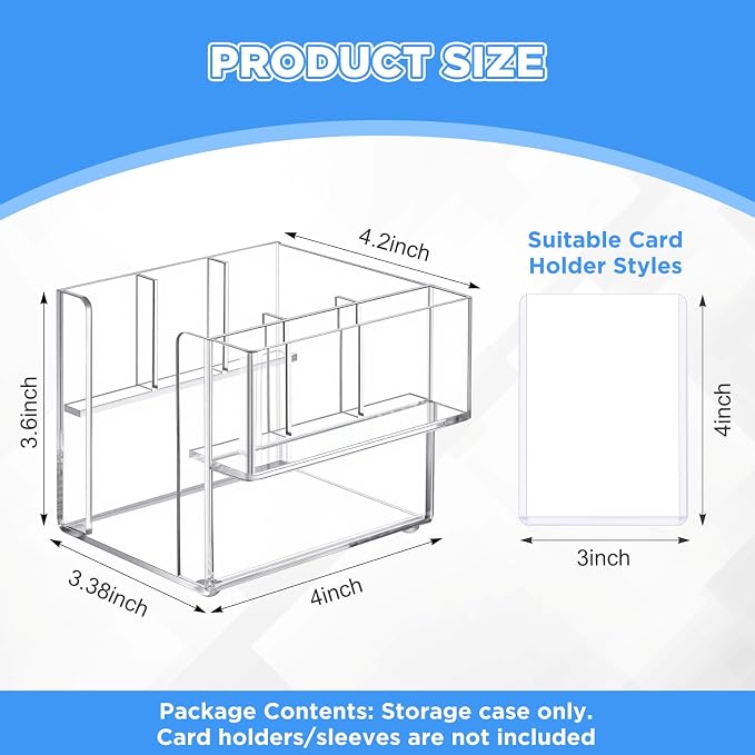 Acrylic Top Loaders Dispenser & Penny Sleeve Holder, Card Pack Dispenser with Pull-out Bottom Clear Desktop Storage Box for Trading TCG Sports Cards(3-in-1,4.2 x 4 x 3.6 Inch)