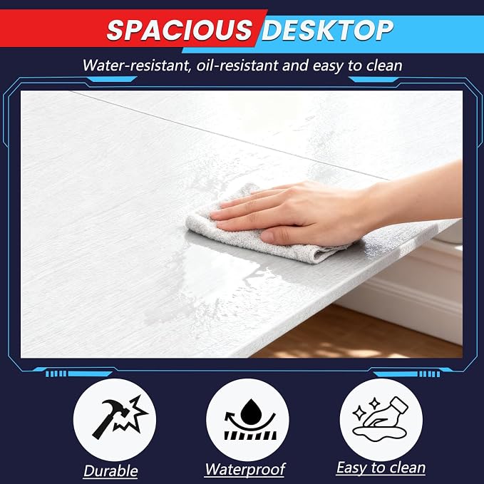 FDW L Shaped 51 Inch Gaming Desk,Corner Computer Desk,PC Gaming Desk,Writing Workstation with Large Monitor Stand for Home Office,Pure White
