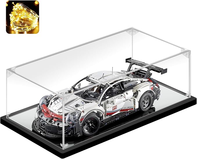 Acrylic Display Case for Collectibles Assemble Lego Model Car Display Cases for Lego Sets 42096 Clear Large Acrylic Box for Display Hobby Toys Action Figures(Black,24.4*11.8*7.9 inch)