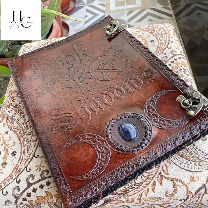 Personalized Leather Ring Binder, Portfolio for Men, 3 Ring with 1 Inch Ring Leather Binder, Customized Book of Shadow, Home, School and Office Supplies Folder Organizer (Brown, No Engraving)