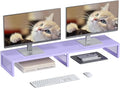 Dual Computer Monitor Stand Riser, Desk Organizers and Accessories, Printer & TV Stand, Desk Shelf, Office Desk Accessories & Desktop Workspace Organizer for Office Supplies, Purple