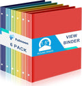 Fulmoon 6 Pack 1.5 Inch Plastic 3 Ring Binders with Pockets, Rainbow Colors | Flexible Covers with Round Rings and Front Pockets for Organizing Papers at School, Office, Meetings and Presentations