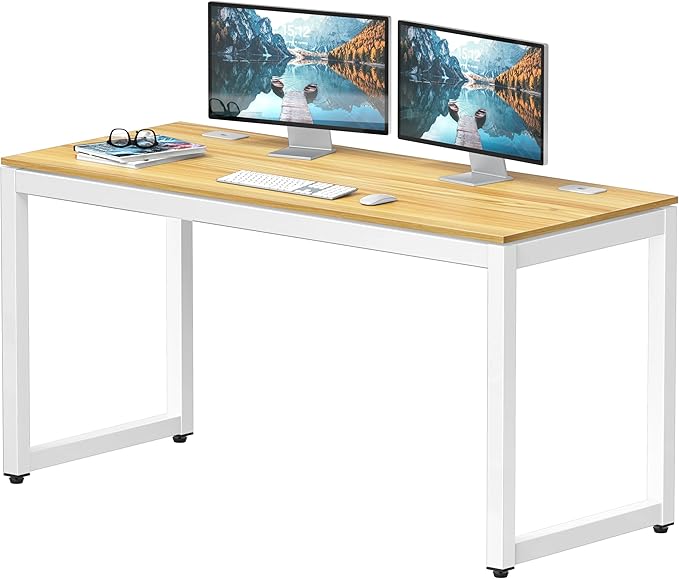 SHW 55-Inch Commercial-Grade Office Computer Desk, Oak | 10-Year Limited Warranty