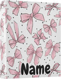 Custom 3 Ring Binder Pink Bows Dots 1.5" Round Ring Binders Personalized Name View Binder with 200 Sheet for Kids School Supplies Women Men Office, 1 Pack