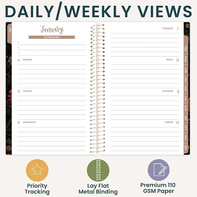 bloom daily planners 2027 Pocket Planner (January 2027 - December 2027) - 4” x 6” MINI Weekly Monthly Agenda Organizer & Calendar Year Book - Moody Floral