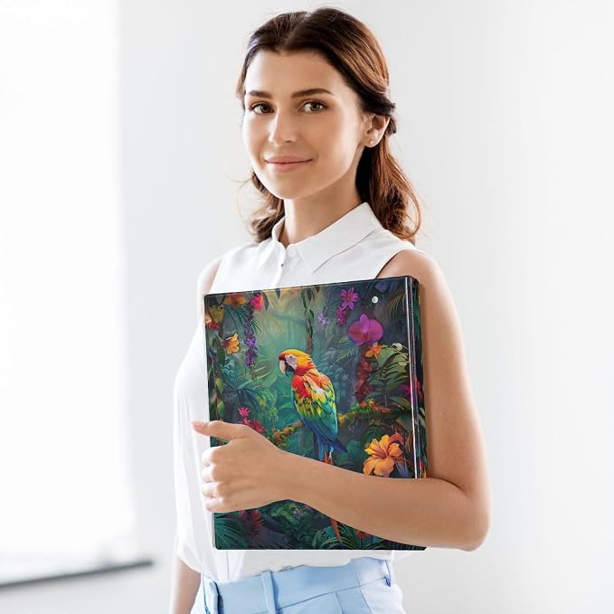 JIPONI 3 Ring Binder Parrot Macaw Tropical 1 Inch Round Binders for Men Women Students, Cute File Organizer for Office Home School