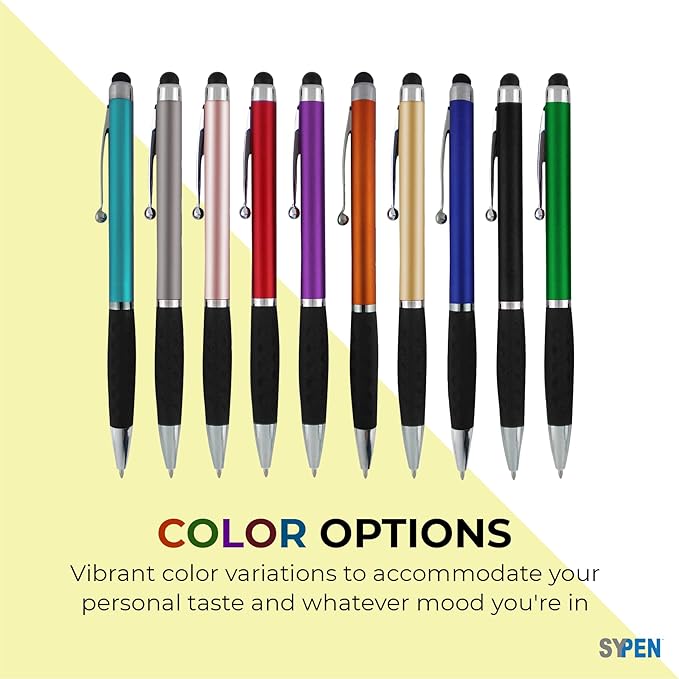 SyPen Personalized Pens With your Custom Logo or Text-300 Pack Bulk-for Businesses, Parties, and Events, 2 in 1 Ballpoint Pen & Stylus Compatible with Touchscreen Devices, Grey Barrel, Black Ink