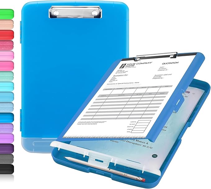 Sooez Clipboard with Storage, High Capacity Nursing Clip Board 8.5 x 11 with Pen Holder & Low Profile Clip, Plastic Clipboards Case Box, Teacher Must Haves School Office Supplies,Letter Size/ A4