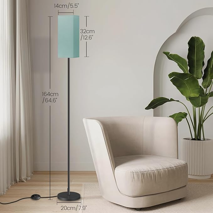 64.6" Floor Lamp, Pole Lamp with Foot Switch, Modern Standing Lamp, Minimalist Freestanding Lamp (Bulb Not Included), for Living Room, Bedroom Office ETL Listed, Black and Teal J07LD05