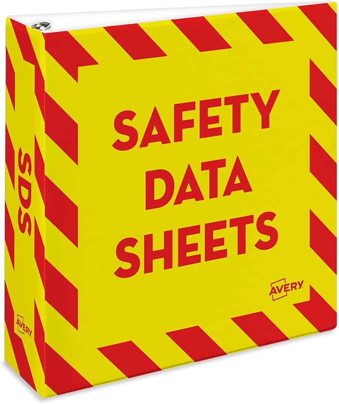 Avery® Heavy-Duty SDS Binder, 3" Rings, 1 Yellow/Red Border Binder | For Heavy School, Industrial and Office Use, DuraHinge Tear-Resistant Spine, DuraEdge Split-Resistant Sides, Nonstick Cover