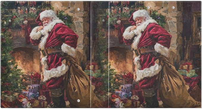 Funny Christmas Santa Claus Binder 3 Ring 1.5 Inch Binder with Clipboard&Pockets, Hardcover Binders Heavy Duty Large File Folder for Office School Supplies - Holds 200 Sheets