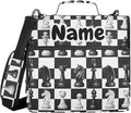 Custom Chess Checkered Plaid 3 Ring Binder Bag 1.5 inch Personalized Name Binder Organizer 500 Sheet Documents Storage for School Office