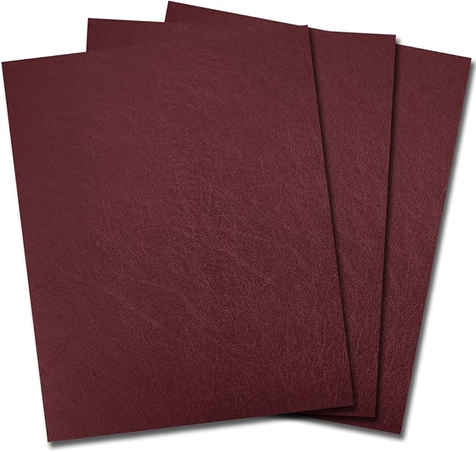 Binditek 16 Mil Leather-Textured Polycovers, 8.5x11 Inches, Maroon, 50 Pack | Leather-Textured Binding Covers, 8.5x11 Inches Letter Size, Plastic Binding Presentation Covers, Square Corners, Unpunched