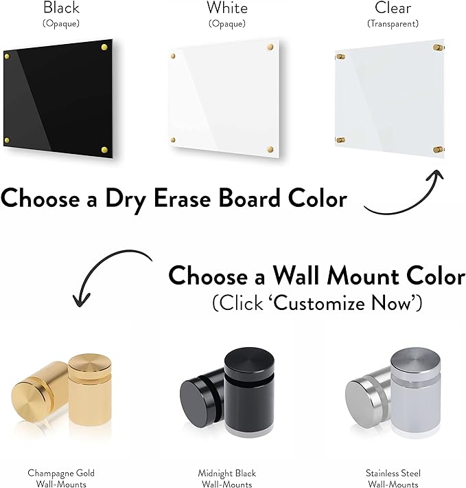 Ships Next Day, Made in USA - Acrylic Dry Erase Board | Non-Magnetic Dry Erase Board | Hanging Frameless White Board | Acrylic for Office and Home Walls | for Adults(Clear - 11x14)