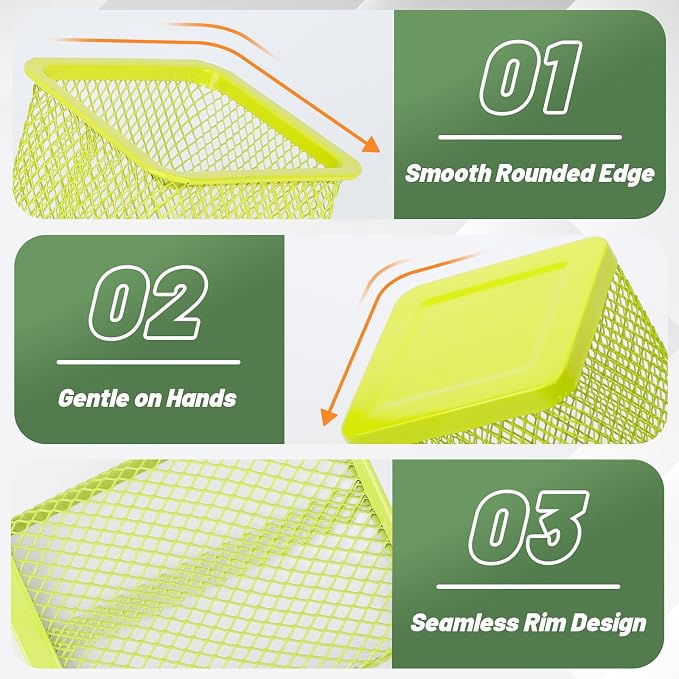 Segarty Pen Cup, 12 Pack Square Light Green Pen Holder for Desk, Cute Mesh Pencil Cups Holder for Marker, Office Supply, School Students, Home, Desktop Accessories Storage Organizer