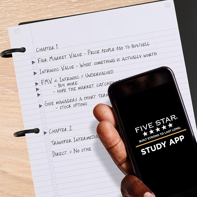 Five Star Flex Refillable Notebook + Study App,1 Inch Binder with Customizable Cover,College Ruled Notebook and 3 Ring Binder,Hybrid NoteBinder,200 Sheet Capacity,Color Will Vary (29326), (Pack of 6)