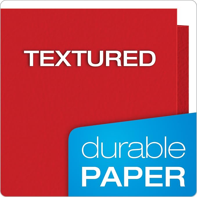 Oxford Two Pocket Folders,Textured Paper,Red,for School,Home,and Office,Letter Size,25 Per Box (57511EE),(Pack of 5)