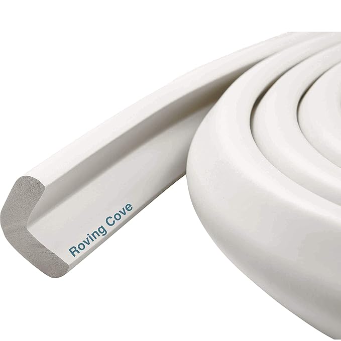 Roving Cove HeftyFit Edge Protector for Baby Proofing (6ft Large Edge Only), Heavy-Duty Soft Furniture Edge Bumper Guards, Desk Edge Cushion, Wall Corner Covers, 3M Adhesive, Oyster White (Off White)