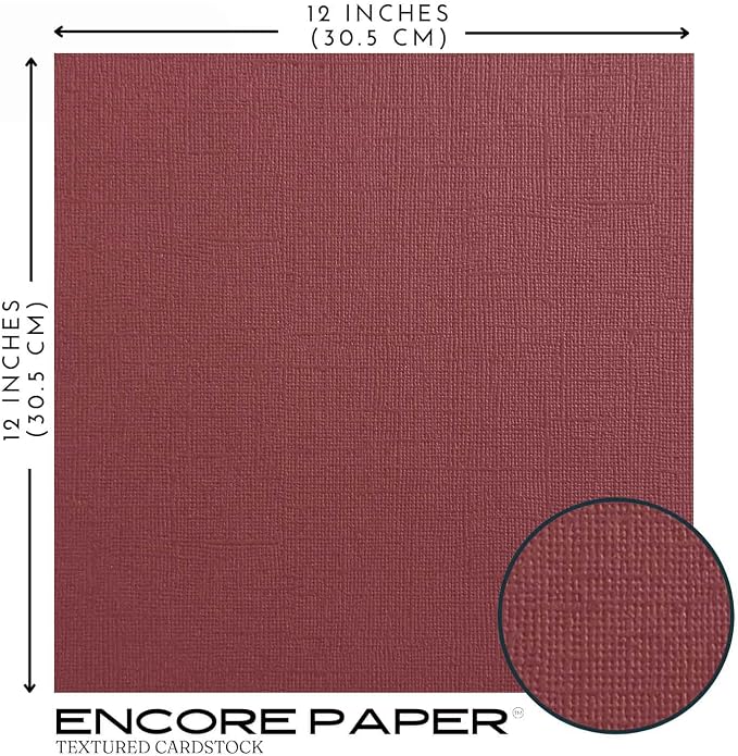 Red Wine—12x12 Textured Cardstock | 80lb Textured Red Scrapbook Paper | Premium Cardstock for Cricut Cutting | 25 Sheets