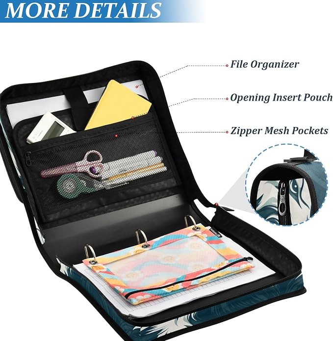 Custom Eagles Head 3 Ring Binder Bag 1.5 inch Personalized Name Binder Organizer 500 Sheet Documents Storage for School Office