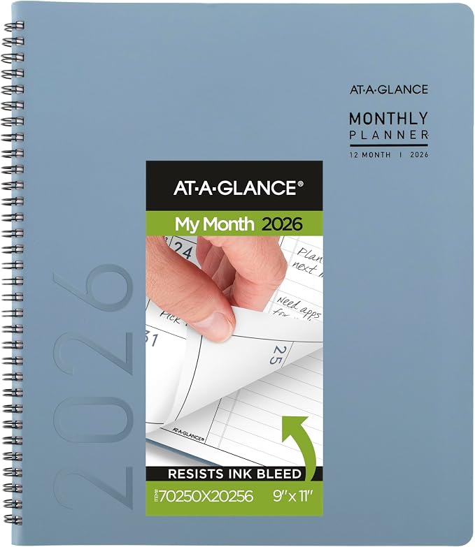 AT-A-GLANCE 2026 Planner, Monthly, 9” x 11”, Large, Contemporary, Drizzle (70250X2026)