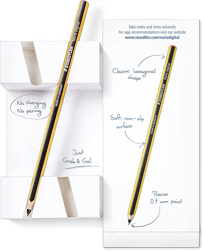 STAEDTLER Noris Digital Stylus Pen for Touchscreens: No Charging or Batteries, Real Pencil Feel & Grip, Works with Samsung Galaxy Tab, Kindle Scribe, reMarkable & More, With Replacement Nibs & Tool | 4096 pressure levels, 5 replacement tips, no load – ...