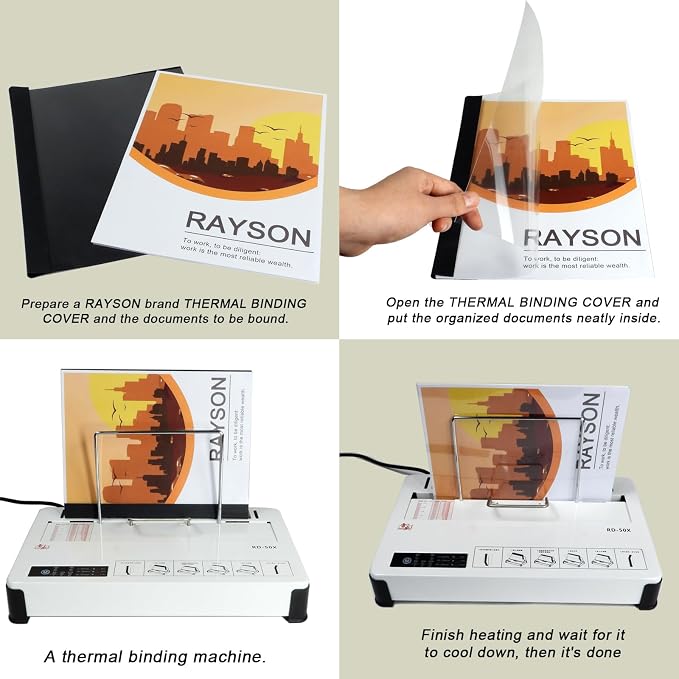 RAYSON TBC8-25 Thermal Binding Covers, 5/16 Inch, Black Letter Size Holds 80 Sheets, 25 Pack