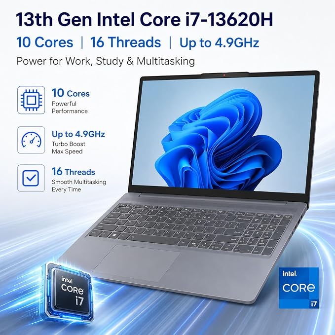 Lenovo New 15.3" WUXGA Business Laptop, Intel Core i7-13620H (Beats i7-1355U), 40GB DDR5 RAM, 2TB SSD, Intel UHD Graphics, Wi-Fi 6, Windows 11 Pro, Computer for Work, Study & Productivity
