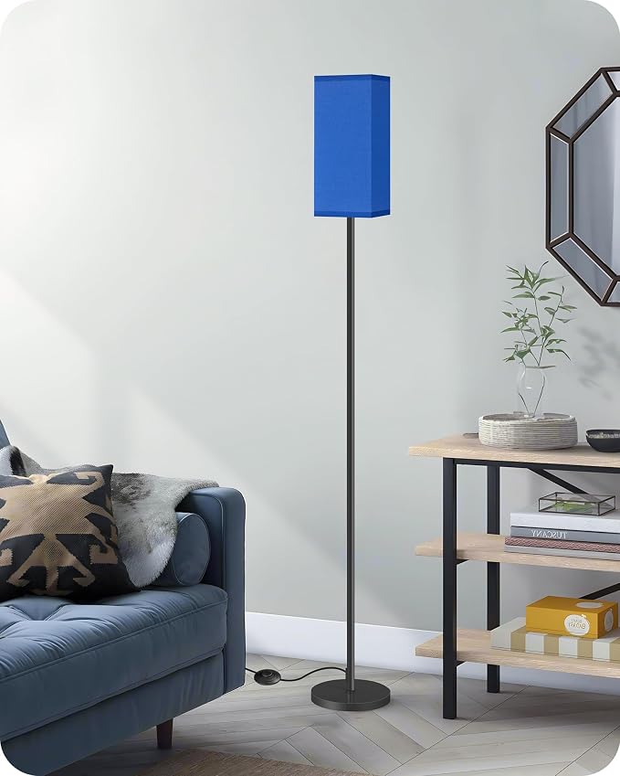 Floor Lamp, Pole Lamp with Foot Switch, Modern Standing Lamp Shade, Minimalist Freestanding Lamp (Bulb Not Included), for Living Room, Bedroom Office ETL Listed, Blue and Black U07LD05