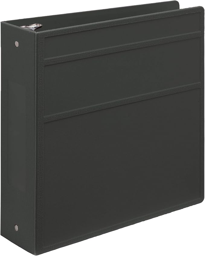 Carstens 3-Inch Heavy Duty 3-Ring Binder - Side Opening, Charcoal Gray, Durable Plastic, Precision No-Gap Rings, Waterproof Cover, No Pockets, Holds 400 Letter Sheets, BPA-Free, Made in USA (1739-3R)