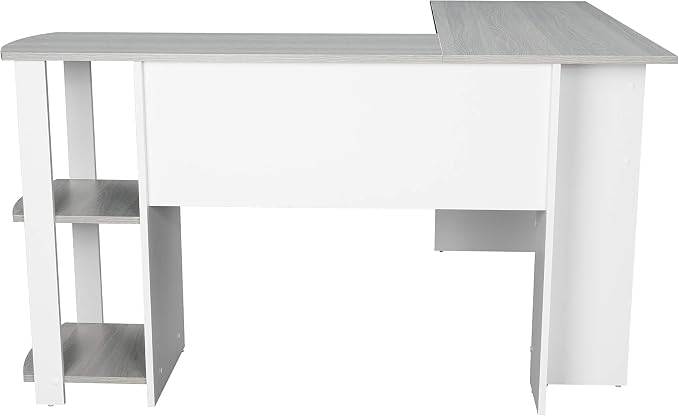 Techni Mobili L Shaped Desk - Modern Computer Desk with Corner Bookshelf & Side Storage Shelves for Home Office Accessories - Elegant, Space-Saving, & Minimalist Executive Table | 51.5 Inch modern L‑shaped desk with storage shelves, sturdy frame, versa...