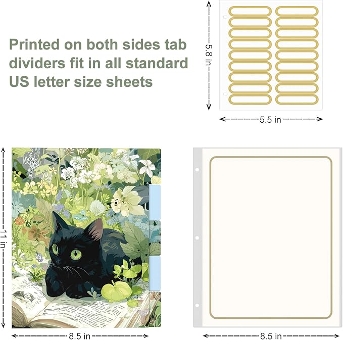 Rouidr 3 Ring Binder, 2 Inch Round Ring Binder Organizer with Clipboard, 5 Dividers Tabs, A4 8.5 x 11 Inch Paper & Clear Sleeves for School, Office Supplies