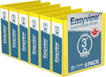 Davis Group Easyview Premium 3-Ring Binders with Clear-View Covers and Round Rings, Binders for School or Office, 3 Inch, Pack of 6, Yellow