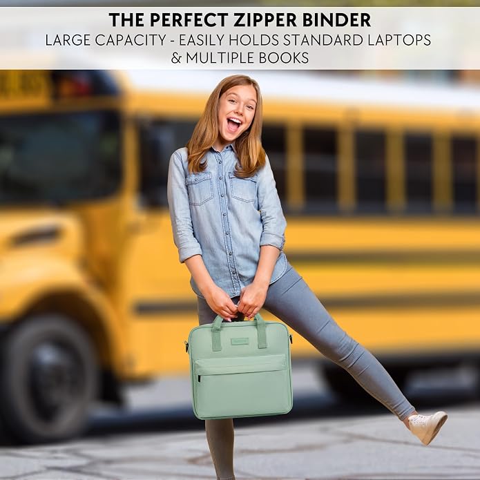 Sturdy 3 Ring Zipper Binder with Strap - 2" Binder with Pockets Holds 500 Sheets, Laptop & More - Durable & Easy to Carry
