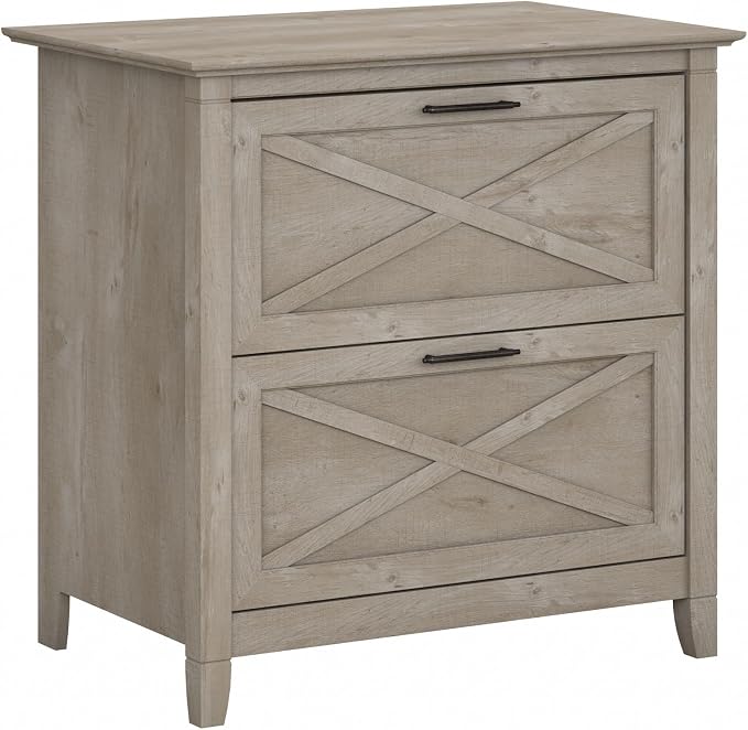 Bush Home Key West 2 Drawer Lateral File Cabinet in Washed Gray, Document Storage for Home Office, Accent Chest with Drawers