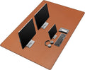 Mydours 55" x 28" PU Leather Desk Mat, Huge Gaming Mouse Pad XXXL,Dual-Sided Multifunctional Portable Desk Pad Blotter,Easy Clean Keyboard Computer Desktop Protector for Gift Office Home (Brown)